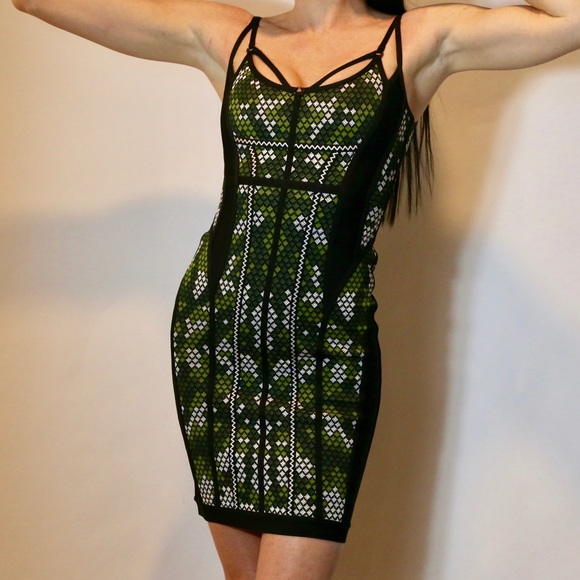 Herve Leger Camouflage Sleeveless Bandage Dress - Picture 4 of 10